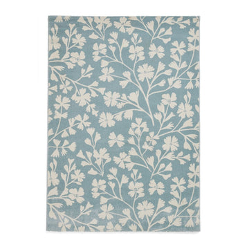 Catherine Lansfield Grace Floral Modern Durable Easy-Care Carved High Density Polyproplyene Blue/Cream Rug-Think Rugs-Rug Love - The Most Loved Rug Store